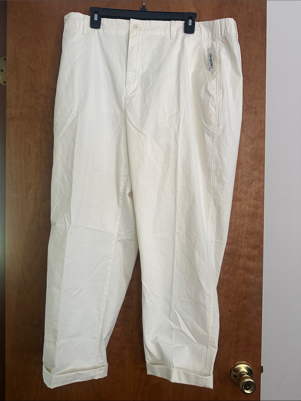Womens High-Rise Regular-Fit Ankle-Length Tapered-Leg Pant, Eggshell White, 18 - Picture 5 of 5
